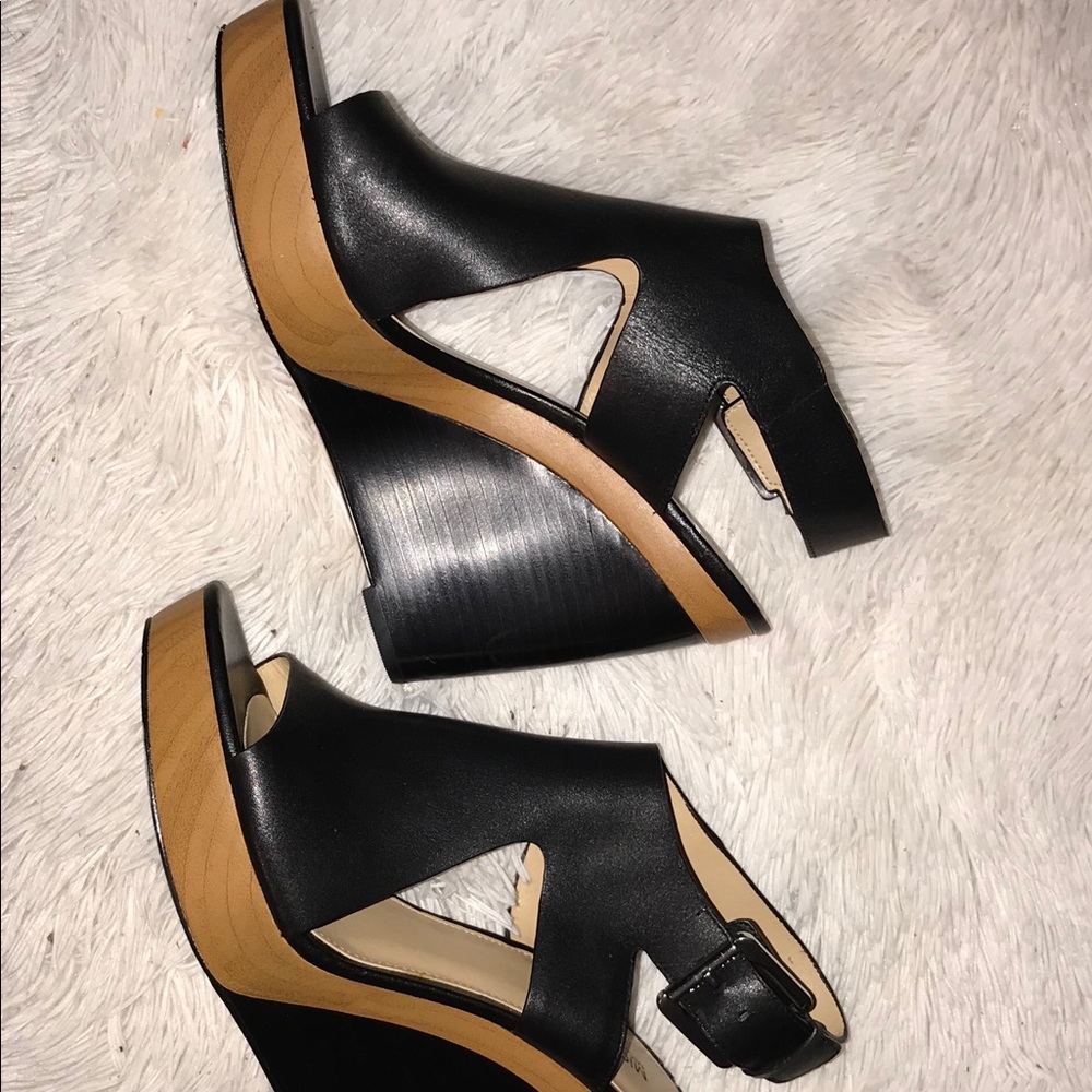 Michael Kors Black Leather Wedge heels